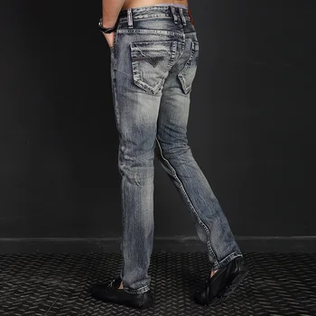 Modes Vīriešu Slim Fit Džinsi Raibs Iznīcināta Ripped Džinsi Itāļu Dizaineru, Vintage Bikses Streetwear Hip Hop Džinsi Homme