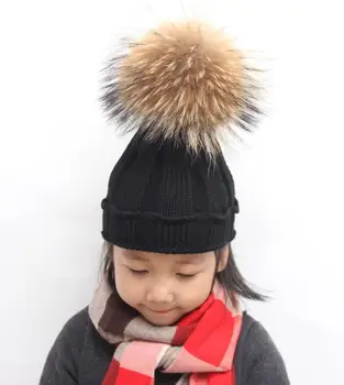 15cm Modelis Pompon Krāsas Bumbu Cepures Bērniem, Adītas Tamborētas Cepures Whosale 