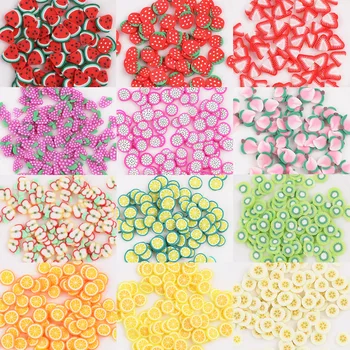 12 Krāsas Polimēra Māla Augļu Šķēles Nail Art Šarmu Pildvielas Par DIY Gļotas Piederumi Piederumi Apdares Šarmu Amatniecības Rotaļlietas