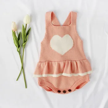 2020New Baby Girl Bodysuits Džemperi Bērniem Kleitu Dizaina Sirds Formas Adīti Kokvilnas vienu gabalu Apģērbu Rudens Drēbes Meitenei