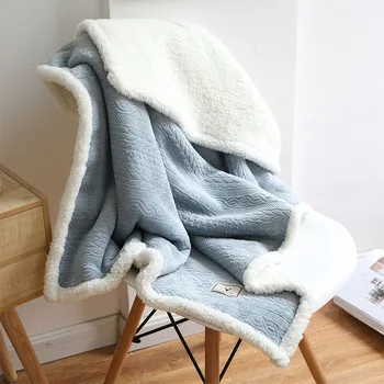 Flaneļa polsterēta šalle segu slinks jēra vilnas segu nap ziemas ins biroja tīrtoņa krāsu dīvāna segu