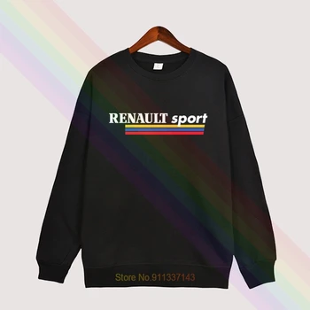 Retro Renault Sport Logotipu Rudens Augstas Kvalitātes Hoodies Top Pelēkā Vārna Mens Āra Apģērbs Džemperi Sporta Krekls