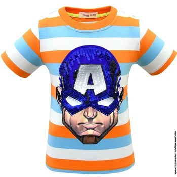 Disney Captain America Vasaras T Kreklu Bērnu Apģērbu Zēnu T-krekli Meitenēm Tshirts Drukāt Cartoon Kids Grinch Drēbes