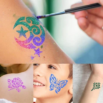 Ķermeņa Tetovējums Ar Spīdumu Nosaka Pagaidu Tetovējums Komplektu-30 Lielas Spīguļi, Krāsas, Ķermeņa Nagu Spīdums Art Krāsas Dzimšanas Dienas Svinības Dāvanas