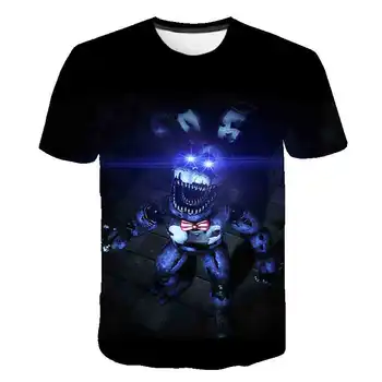 Zēni 3D T Krekls poliestera t-veida Topi Boy Cartoon Piecas Naktis Fredijs Drukas bērnu drēbītes, Topi, 4-14 Gadiem Zēnu Drēbes