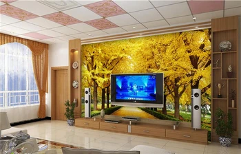 3d foto tapetes ainava koku zelta 3d sienu gleznojumi dabas ainava tapetes dzīvojamā istabā, guļamistabā sienas uzlīmes 3d wallapaper