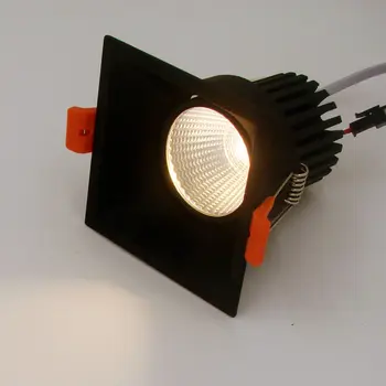 LED downlight 12w COB Ultrabright led spot gaismas, dzīvojamā istaba Black Iegulto griestu lampa Kvadrātveida gaismas Anti-glare AC85-265V