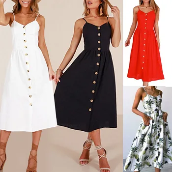Jaunā Sieviešu Drukāt Ziedu Svītru Gara kleita Sexy V-Neck Sleevele Pogu Beach Gadījuma Boho Midi Kleita Plus Izmērs 3XL vestidos