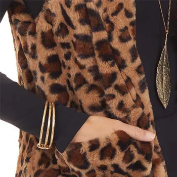 Echoine Sieviešu Veste Mētelis Leopards Drukāt Modes bez Piedurknēm, Kapuci Atvērto Valdziņu Kabatas Kašmira Veste Ziemas Outwear Sieviete