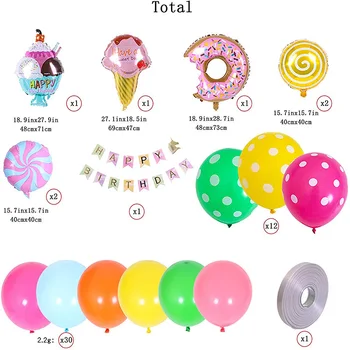 51pcs/daudz Karstā Pārdošanas Bērnu Dzimšanas dienas svinības Bērnudārzā Apdare Balonu noteikts Vasaras saldējums Alumīnija Filmu Balonu Aprites MT