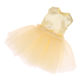 Moderns 4-Slāņu Caurspīdīgu Kleitu Deju Svārki Apģērbu 1/6 BJD DOD DZ 12inch Blythe Pullip Lelle Puse Apģērbs Dzeltena