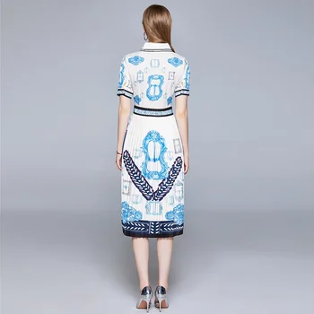 Dizaineru Kleitas Skrejceļa 2020. Gadam Augstas Kvalitātes Ikdienas Krekls, Kleita Sievietēm ar īsām piedurknēm Vintage print Kleita Vestidos Drēbes Femme