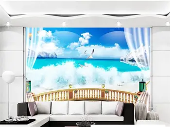 3d foto tapetes dzīvojamā istabā custom sienas sērfot un jūras ainavu 3d attēlu dīvāns TV fona neausta tapetes, sienas 3d