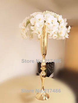 Jaunas kāzu galda centrālais zelta svece īpašnieks garīgās ziedu stends, kāzu gadījumā dekori