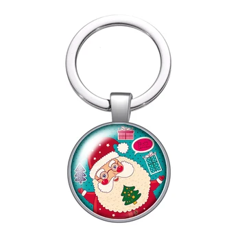 Santa Claus Priecīgus Ziemassvētku Dāvanu stikla cabochon keychain, Soma, Auto atslēgu ķēdes Gredzenu Turētājs sudraba pārklājumu keychains Vīrieši Sievietes Dāvanas