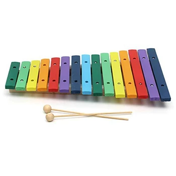 15 Signāls Krāsains Koka Glockenspiel Xylophone Izglītības Sitamie Mūzikas Instrumenti Rotaļlietas Izglītības Mūzikas Instrumenti