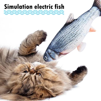 Mīksta Plīša 3D Zivju Forma Kaķis Rotaļlietas USB Maksas Simulācijas Kaķis Interaktīvās Rotaļlietas