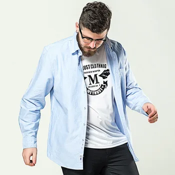 Rudens Jaunas Kokvilnas Vīriešu Long Piedurknēm Krekls Skaists Modes Jūra Modes Zīmola Super Liels Augstas Kvalitātes Pogas Stila Izmērs 3XL-8XL