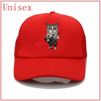 Smago Metālu Bass Ģitāra Kaķis sieviete kausa acs, cepure, saules cepures sievietēm, vasaras saules vairogs hat visor Draugs Dienu Gif