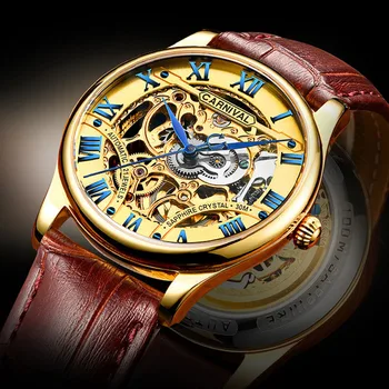 Šveice Karnevāls Vīriešu Pulksteņi Luksusa Zīmolu Mehāniskās Wristwatche Skatīties Vīriešu Ūdensnecaurlaidīgs reloj hom Skelets Skatīties Safīra 5