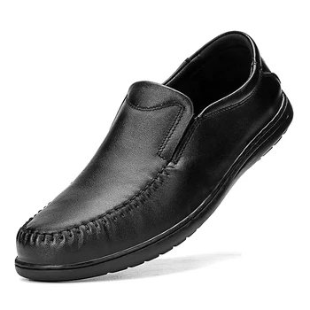 Rudens Pavasara Ādas Kurpes Vīriešiem Gadījuma Paslīdēt Uz Luksusa Black Elgant Dizainers Braukšanas Apavi Chaussures Homme 