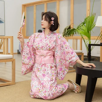 Tradicionālo Ilgi Japāņu Kimono Sieviešu Anime Cosplay Sakura Kleita Halloween Tērpi Sievietēm Photoshooting Sniegumu Deju