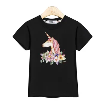Modes multfilmas bērniem krekls baby girl īsām piedurknēm kleita Unicorn t kreklu, kokvilnas gadījuma bērnu drēbītes, Jaunas vasaras drukāt tshirts