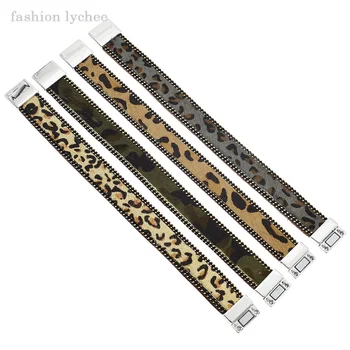 Modes ličī Punk Leopard Raksts Mākslīgās Ādas Aproce Sievietēm Personalizētu Aproces Rokassprādze Vintage Rotaslietas Dāvanu