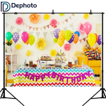 Dephoto Baloni, Torte Dzimšanas Dienas Svinības Skatuves Bērnu Fotogrāfijas Backdrops Custom Foto Foni Mājas Foto Studija