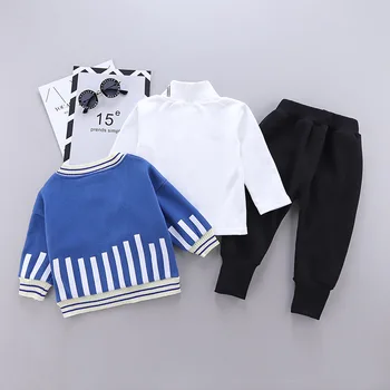 Rudens Jaunās Bērnu Apģērbu Uzvalks Toddler Zēni Meitenes Krekls Outwears T Krekls, Bikses Set 3Pcs Gadījuma Tracksuit Bērnu Bērni Audums