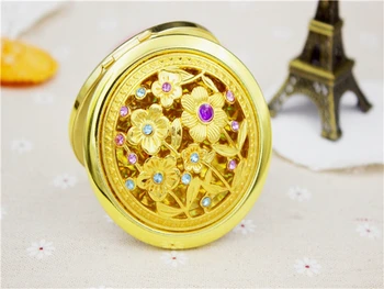 300pc/daudz 70mm saliekami Apaļas Zelta dobi Aplauzums Spogulis Noble Žilbinošas Kompakts veido Somas Spoguļi izlases krāsa