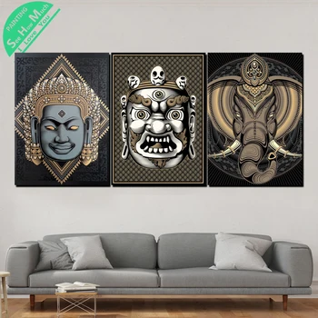 3 Gabals Cryptik mahakala Budas Mūsdienīga Sienas Māksla, Audekls Gleznošanai Plakāti un Izdrukas Ierāmētas Mākslas Glezniecības Attēlu Rotājumi