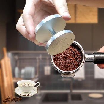 Pārtikas Klases 51mm 58mm Dubultā Izmēra Cietas Līdzenas Pamatnes Espresso Kafijas Aizskart Nospiediet Barista Kafijas automāts Dzirnaviņas Pulveris Āmuru, Instrumenti,