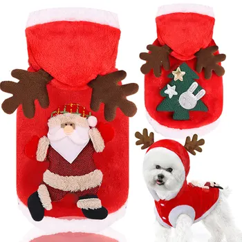 Pet Suņu Apģērbu Ziemassvētku Mājdzīvnieki Drēbes, Hoodies Rudens Ziemas Flaneļa Silts Svētku Drēbes Kucēnu Suņu Apģērbu Kaķis Ziemassvētku