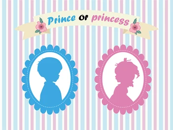 BEIPOTO Dzimumu Atklāt Puses Foto Fona Baby Dušas Princis vai Princese Rozā, Zilu svītru Backdrops Banner Fotogrāfijas 01