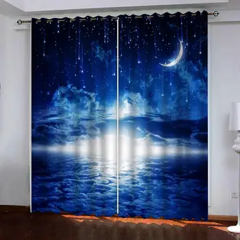Mājas dekors dzīvojamā istaba guļamistaba aizkari pielāgoto izmēru 3d foto Skaista nakts debesis aizkari 3d stereo aizkaru