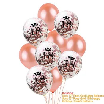 Rose Gold Numuru baloni, Galda Runner Happy Birthday Stērste Banner Pieaugušajiem Dzimšanas dienas svinības Apdare Piederumi