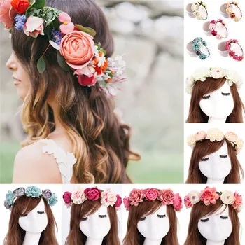 Modes Kāzu Vainags Ziedu Hairband Piederumi Bohemia Ziedu Galvas Matu Joslā Meitenēm, Sievietēm, Pludmales Maršruta Botes Jaunas