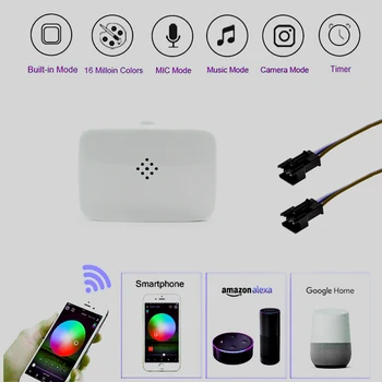 Smart Pikseļu LED Gaismas Kontrolieris, WiFi Remote Pasaku Gaismu Istabā TV Puses Bārs ar Strāvas Adapteris Iebūvēts 100 Krāsains Ietekmi Mod