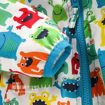 Pavasara&Vasaras Jaunā Modes Bērniem Jakas Kapuci Bērniem Drēbes Cute Dzīvnieku Print Baby Boy Apģērbs Bērna Valkāt 3-8T