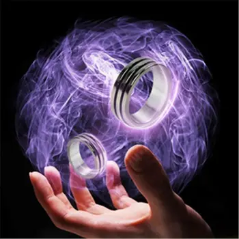 Melns Divu Loku Pk Gredzenu Burvju Triki Spēcīgu Magnētu Magnētisko Gredzenu Monētas Pirkstu Apdare 18/19/20mm Lielums Burvju Gredzenu Prop