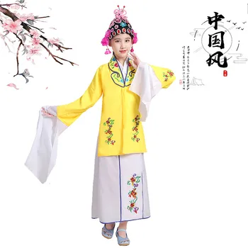 Meitenes ķīniešu tautas deju Pekinas Operas kostīmi seno ķīniešu tērpu hanfu kleita skatuves dejas, valkā tradicionālās Ķīniešu kostīms