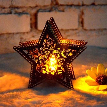 Marokas Sveces Svečturis Pieci norādīja Zvaigzne, Krāsains Ziemassvētku Svečturis Gaismas Dekori Mājai Veikals, Bārs Apdare