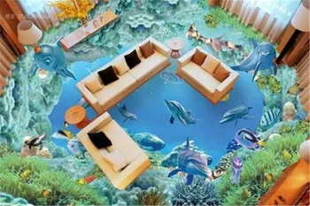 Pielāgotu Jebkura Izmēra 3d Tapetes HD Zemūdens Pasaules Delfīnu Zivis, Koraļļu Attēls 3D Dzīvojamā Istaba Guļamistaba 3D Grīdas Interjera Sienas Wallpape