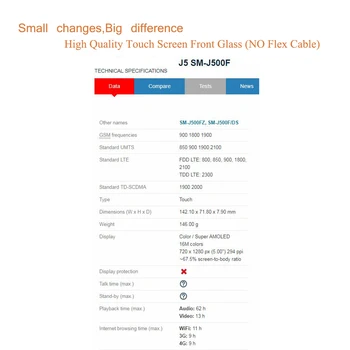 Samsung Galaxy J5. Gadam J500 J500H J500FN J500F J500M SM-J500F Touch Ekrāns Priekšējā Stikla Paneli TouchScreen LCD Ārējais Objektīvs 5.0