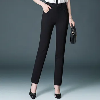 Bikses pavasara vasaras plānas sieviešu ikdienas bikses ar augstu vidukli, taisna, bikses korejiešu stilā, liela izmēra sieviešu profesionālo bikses