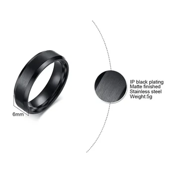 Modes Nerūsējošā Tērauda Vienkāršs Vīriešu Gredzens Rotaslietas 6mm Black Ring Aksesuāri, Sudraba Krāsā Pirksta Gredzenu, Lai Cilvēkam