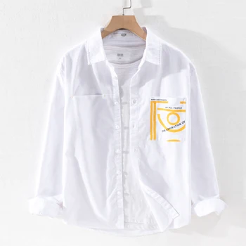 Oxford kokvilnas garām piedurknēm vīriešu krekls tendence drukāšanas modes krekli vīriešiem gadījuma četri gadalaiki vīriešu krekls topi chemise camisa