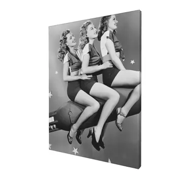 Trīs Amerikāņu Sievietēm Sienas Plakātu Stilā Audekls Drukāt Glezniecības Mākslas Eju Viesistaba Guļamistaba Ēdamistaba Unikāls Apdares