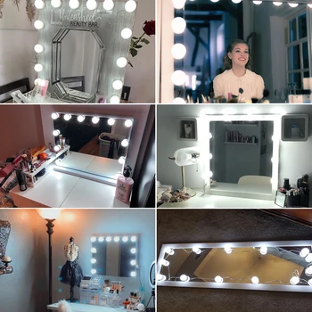 LED tualetes galdiņš, Spogulis Gaismas 2 6 10 14Bulb LED Grims Iedomība Lampas LED Guļamistaba, tualetes galdiņš, Spogulis Gaismas Kosmētikas Bombilla